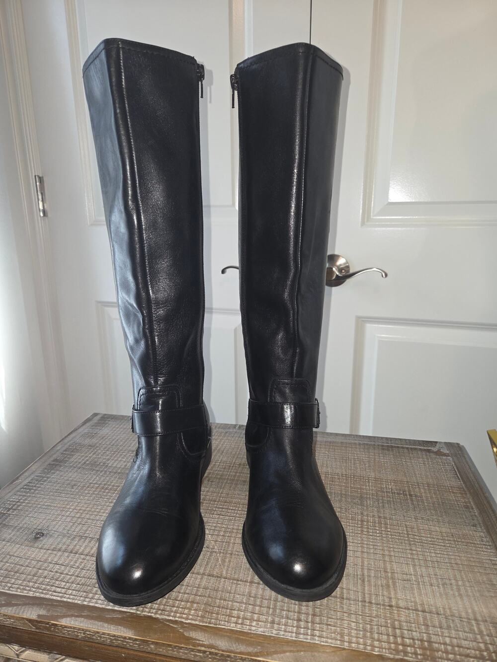 Marc Fisher Leather Riding Boots with Buckle Detail Size 8 M